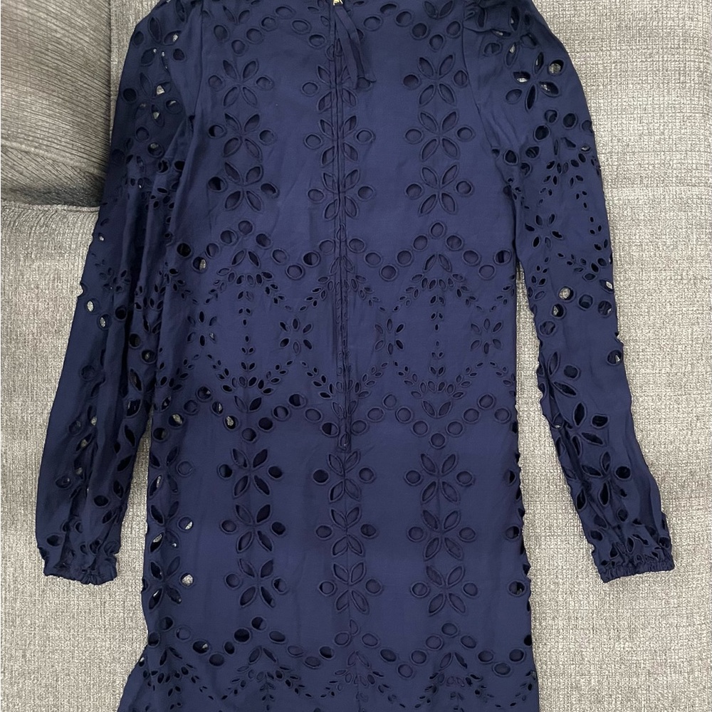 Lilly Pulitzer Navy Blue Eyelet Dress  NWT SIZE 00 - Picture 2 of 5
